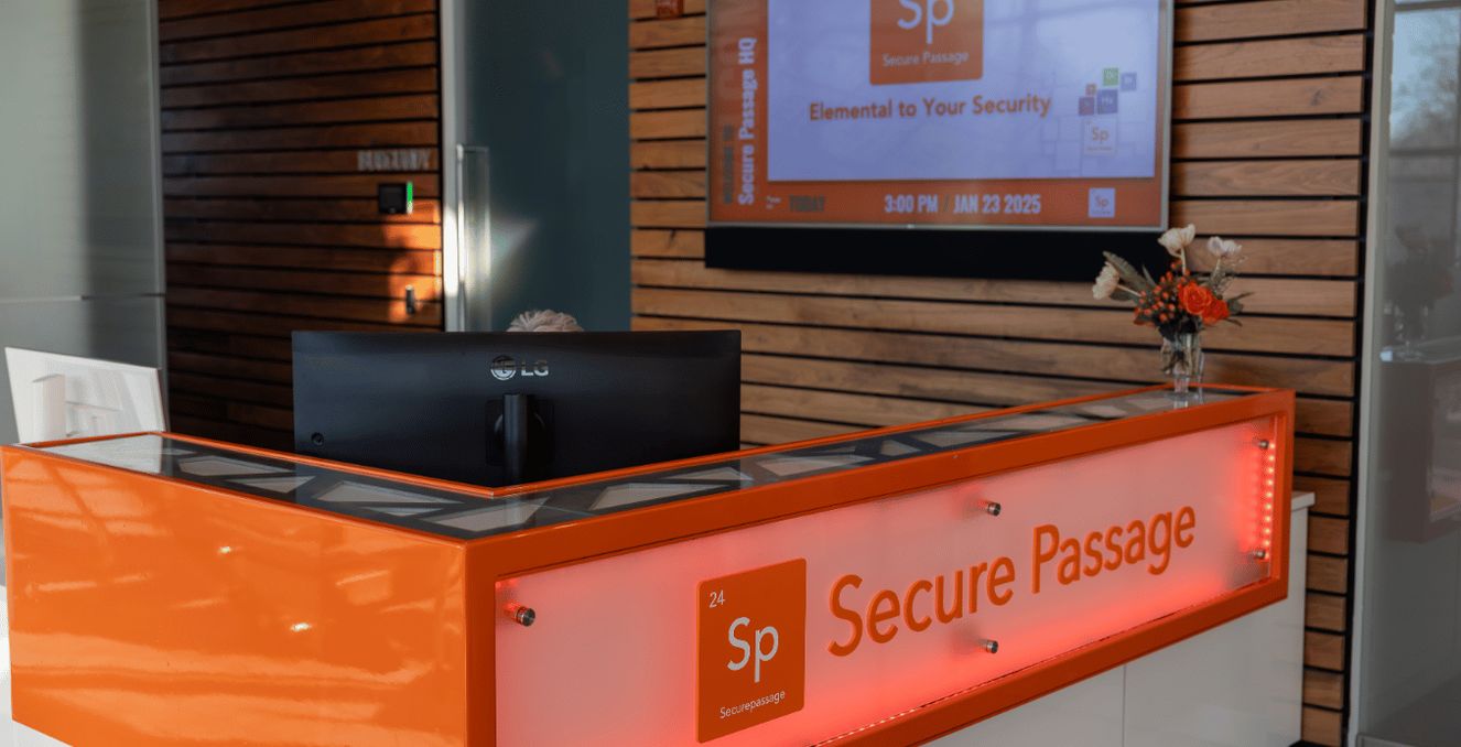 wide image of secure passage front desk